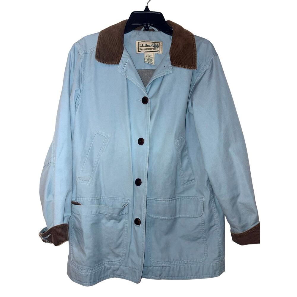 Ll Bean Women’s size M Sky Blue Canvas Barn Coat Country Western Homestead